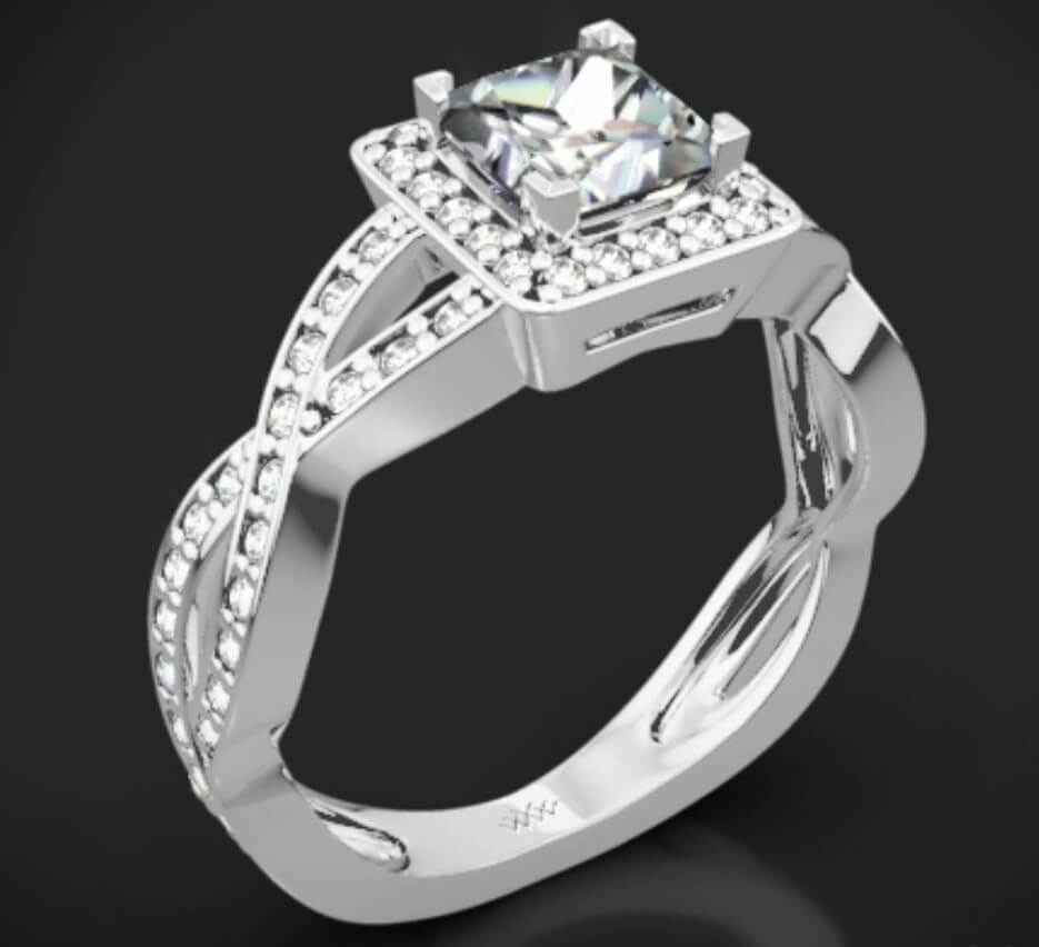 Asscher Cut Braid Diamond Engagement Ring