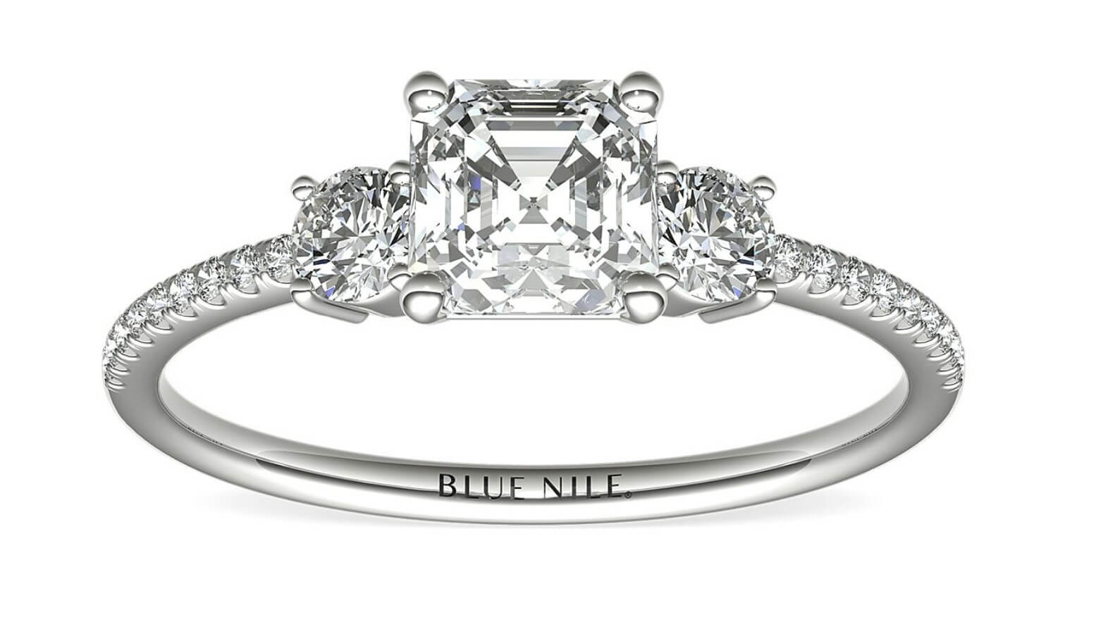 Petite Micropavé Trio Diamond Engagement Ring