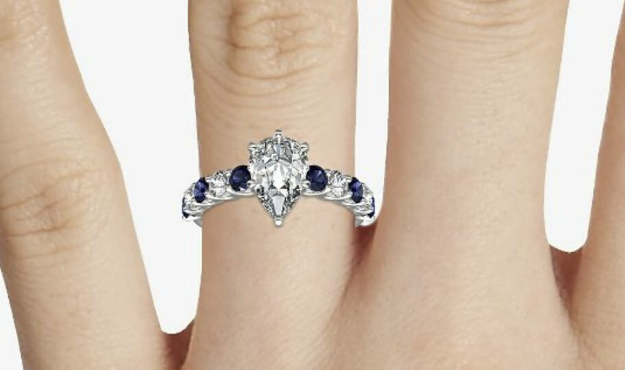 pear sapphire diamond engagement ring