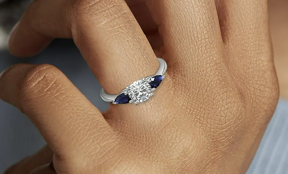 sapphire diamond pear round ring