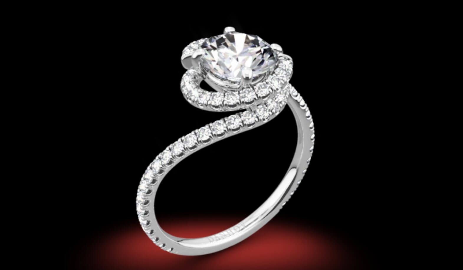 swirl round engagement ring