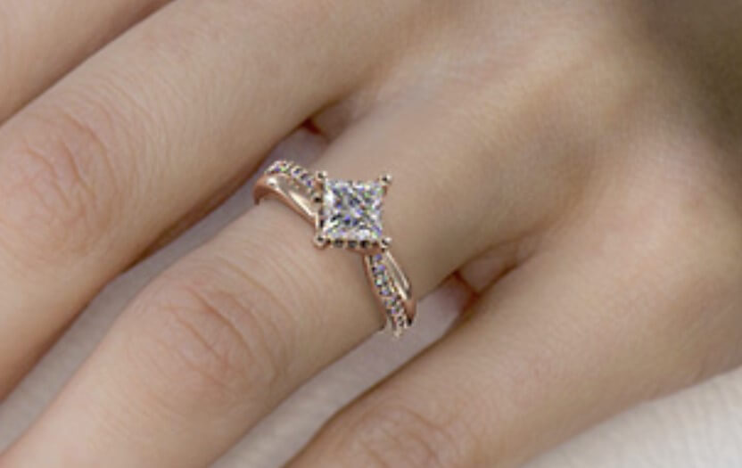 swirl engagement ring princess cut