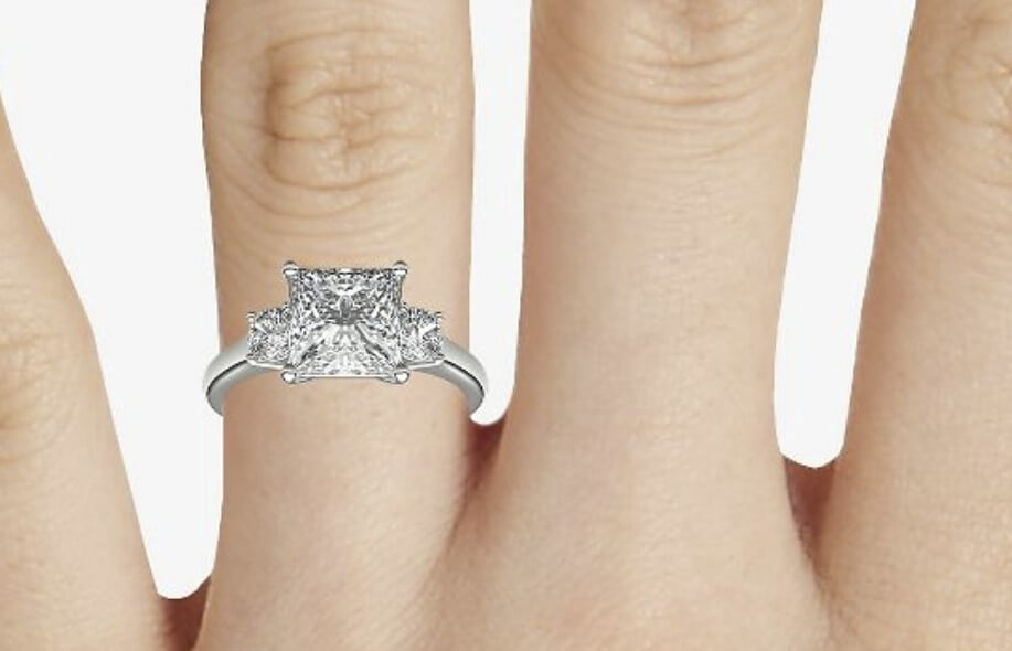 three stone princess cut engagement rings