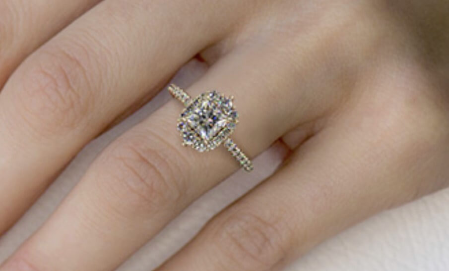 halo princess cut engagement ring
