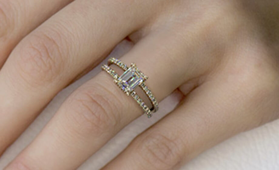 swirl emerald cut engagement rings