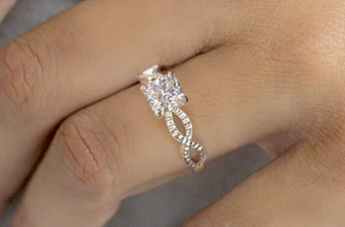 radiant infinity engagement ring