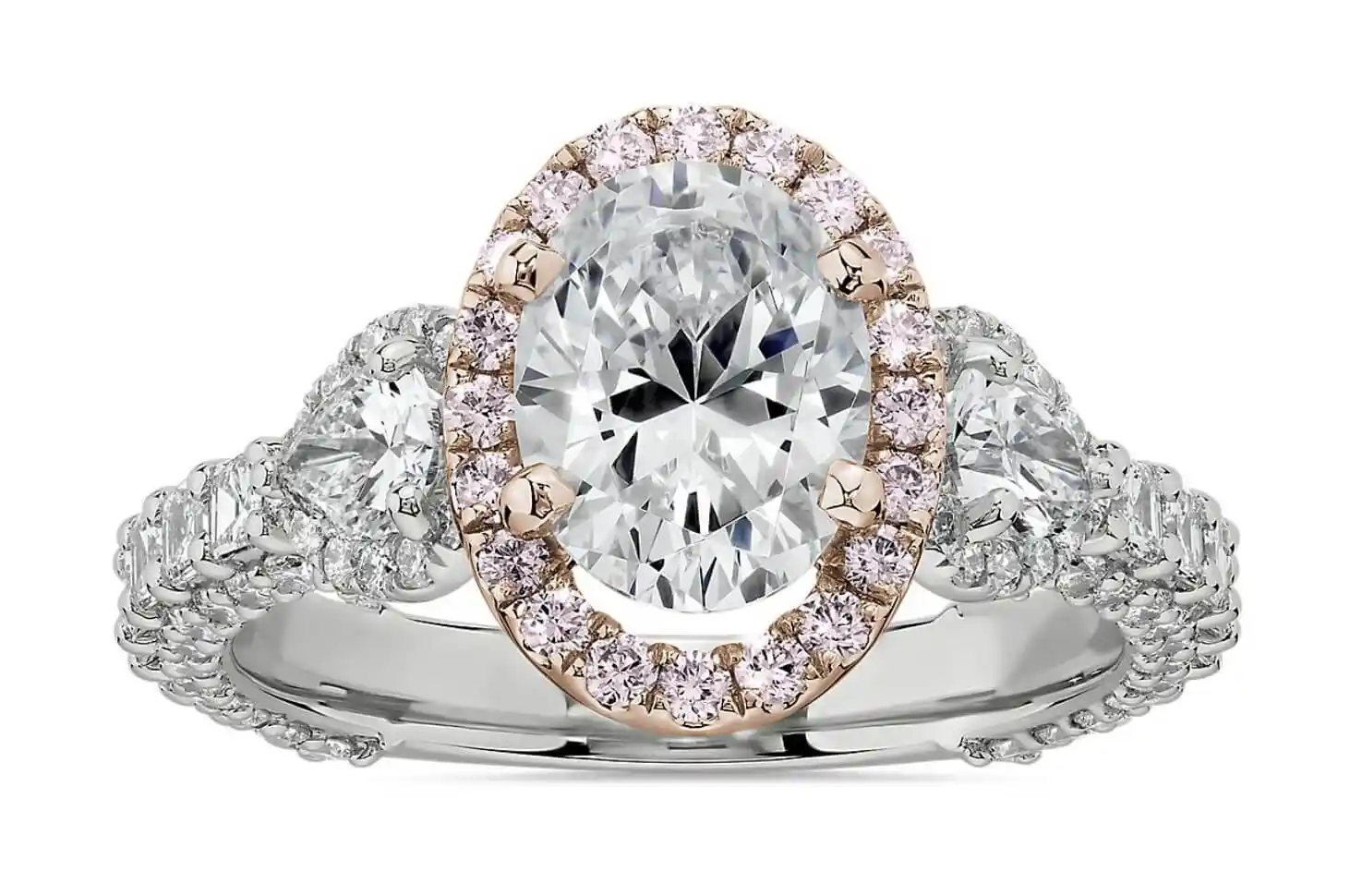 oval pink diamond halo engagement ring