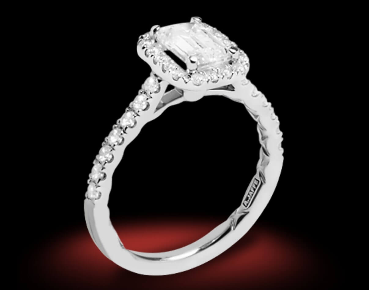 halo engagement ring emerald cut