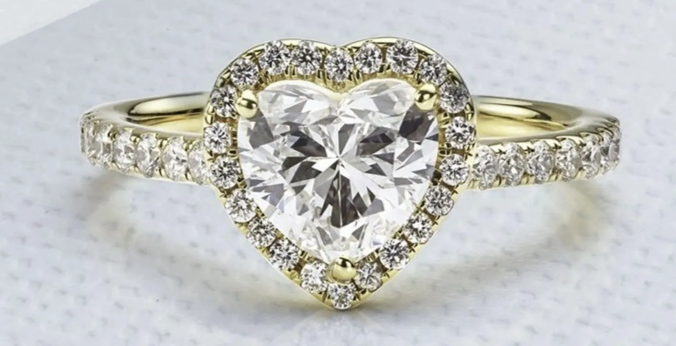 Heart Halo Diamond Engagement Ring