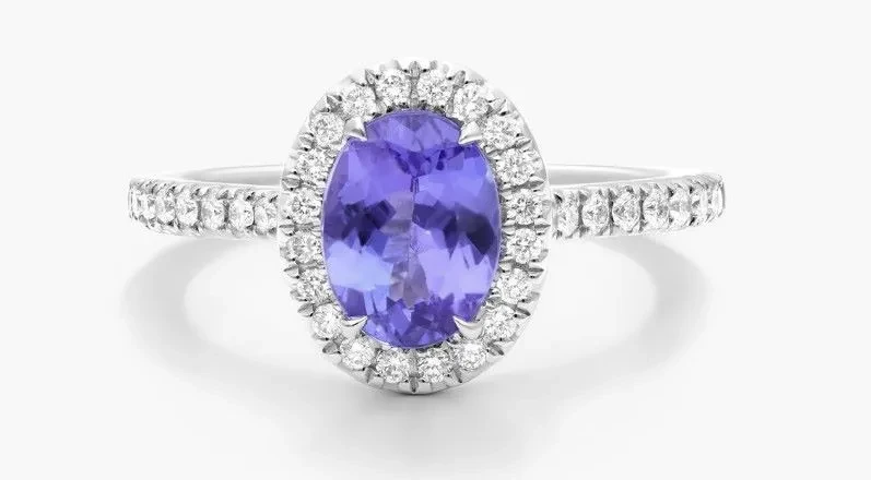 Diamond Tanzanite Oval Engagement Ring